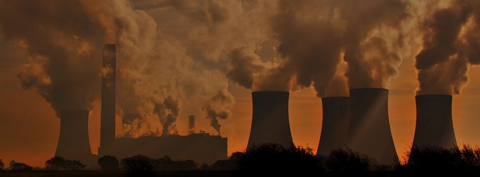 Industrial chimney with smoke